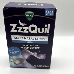ZzzQuil, Sleep Nasal Strips, Drug Free, Unscented, 52ct NIB Clear